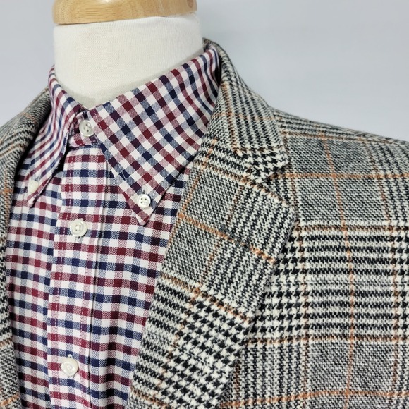 Linea Uomo Men's Sport Coat Wool Blend Heavy Flannel Plaid Luxury Fabric 50L - Picture 10 of 16